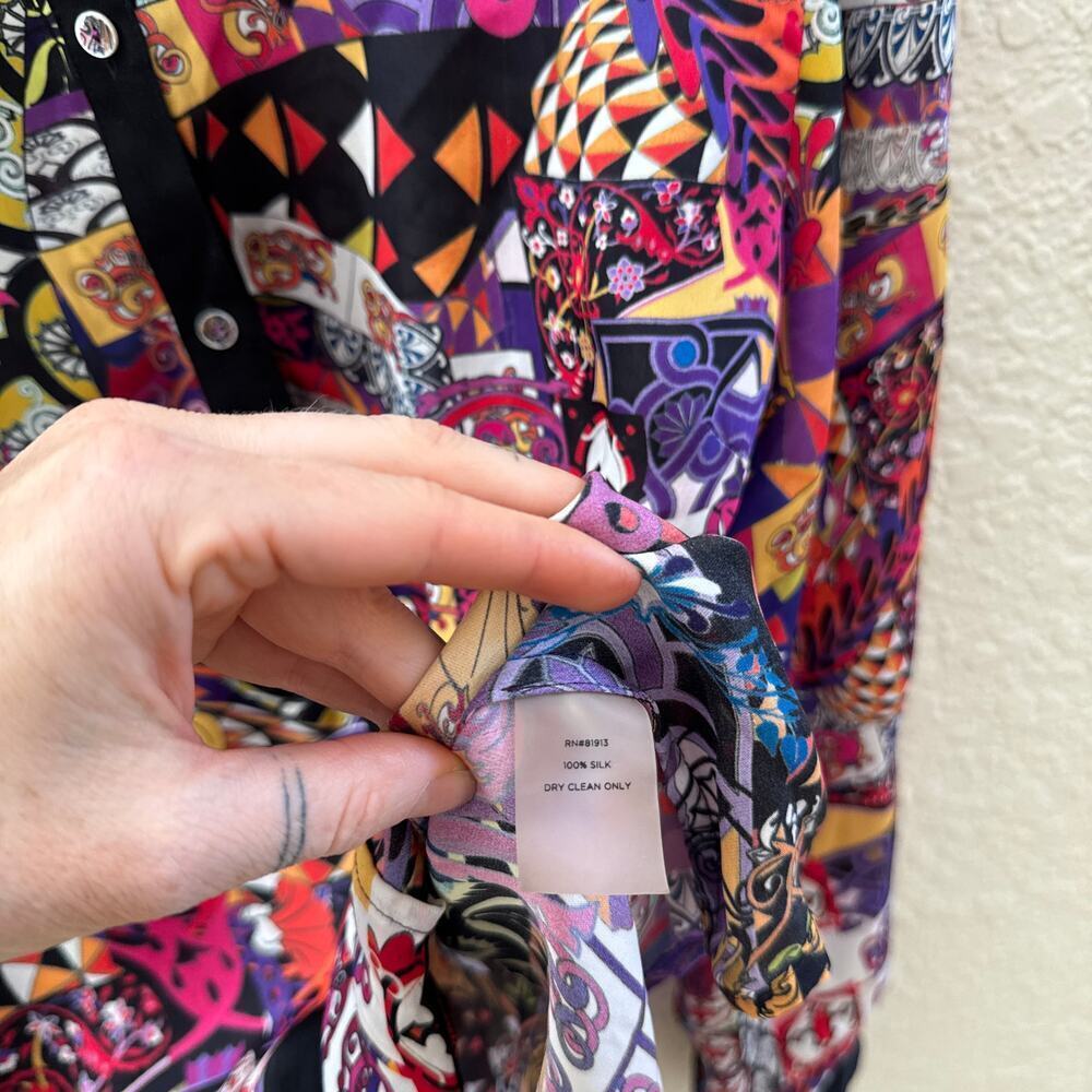 Robert Graham 100% Silk Long Sleeve Printed Button Down Blouse - Picture 4 of 5